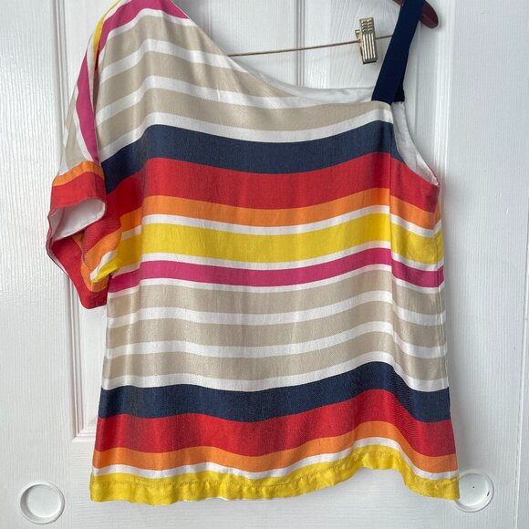 Trina Turk Multi-Color Stripe Festive Top Size Large - Picture 1 of 5